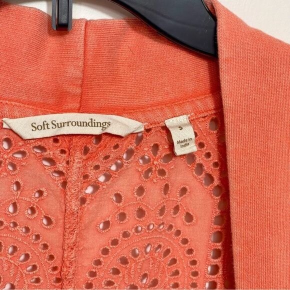 SOFT SURROUNDINGS Ellie Topper CardiganSweater Eyelet in Coral Size S - Picture 7 of 9